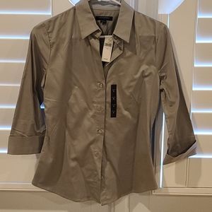 NWT Banana Republic 3/4 Sleeve Dress Shirt Gray